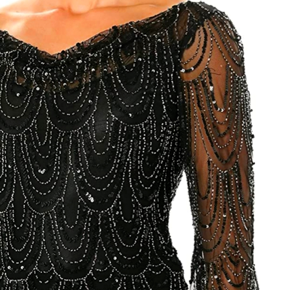 Jkara 3/4 sleeve scallop neck gown - ** Brand New**